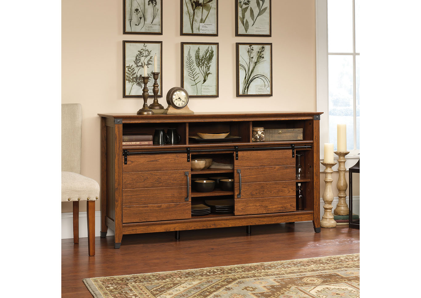 Carson Forge Washington Cherry Credenza,Sauder